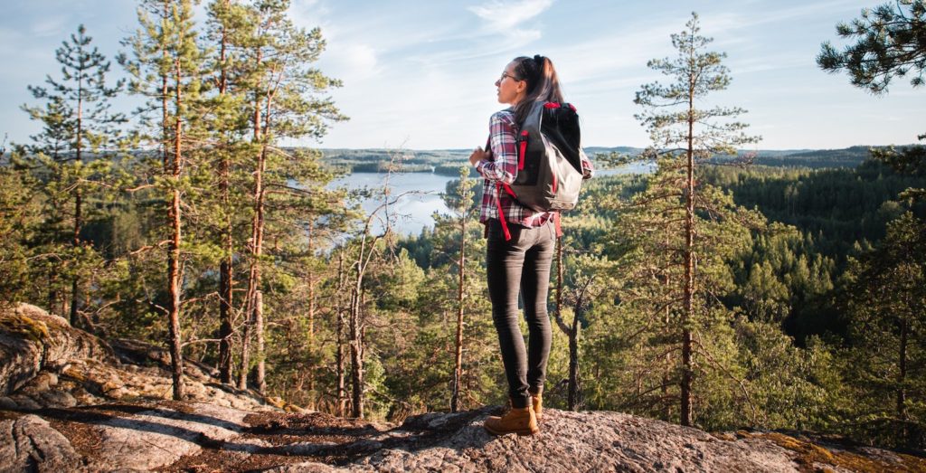 Woman on hike at neitvuori hill