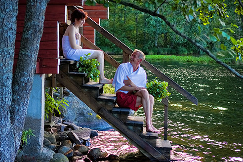 Sauna and swimming Saunojat Niskalammen saunalla Sahanlahdessa.